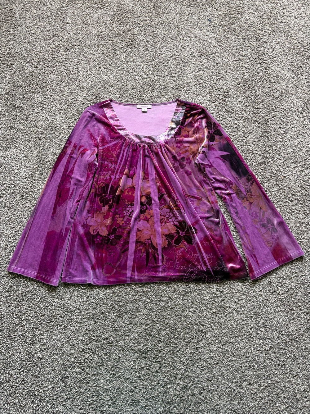 Women's Fairycore Flowy Purple Floral Peasant Top - Made in USA